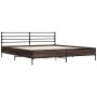 Oak brown metal engineered wood bed frame 200x200 cm by vidaXL, Beds and slatted bases - Ref: Foro24-3280066, Price: 173,15 €...