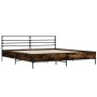 Engineered wood bed frame metal smoked oak 200x200cm by vidaXL, Beds and slatted bases - Ref: Foro24-3280064, Price: 167,99 €...