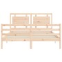 Double bed frame with solid wood headboard by vidaXL, Beds and slatted bases - Ref: Foro24-3194056, Price: 152,74 €, Discount: %