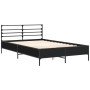 Engineered wood and black metal bed frame 135x190cm by vidaXL, Beds and slatted bases - Ref: Foro24-3280072, Price: 147,79 €,...