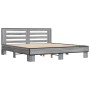 Estructura cama madera ingeniería metal gris Sonoma 200x200 cm de vidaXL, Camas y somieres - Ref: Foro24-3280085, Precio: 178...