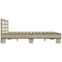 Estructura cama madera ingeniería metal roble Sonoma 150x200 cm de vidaXL, Camas y somieres - Ref: Foro24-3280098, Precio: 15...