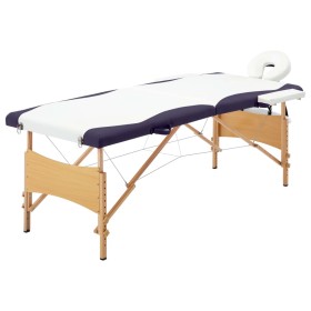 Klappbare Massageliege 2 Zonen weißes und lila Holz von vidaXL, Massageliegen - Ref: Foro24-110209, Preis: 130,06 €, Rabatt: %