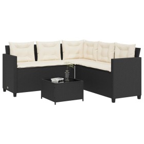 L-shaped garden sofa with black PE rattan table and cushions by vidaXL, Garden sets - Ref: Foro24-369039, Price: 295,99 €, Di...