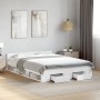 White engineered wood bed frame with drawers 150x200 cm by vidaXL, Beds and slatted bases - Ref: Foro24-3280741, Price: 176,8...