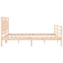 Double bed frame with solid wood headboard by vidaXL, Beds and slatted bases - Ref: Foro24-3194056, Price: 152,74 €, Discount: %