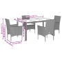 Set comedor jardín 5 pzas y cojines ratán sintético vidrio gris de vidaXL, Conjuntos de jardín - Ref: Foro24-3278557, Precio:...