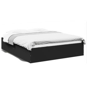 Estructura de cama madera de ingeniería negra 160x200 cm de vidaXL, Camas y somieres - Ref: Foro24-3281001, Precio: 127,06 €,...