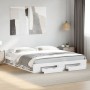 White engineered wood bed frame with drawers 200x200 cm by vidaXL, Beds and slatted bases - Ref: Foro24-3280720, Price: 195,4...