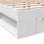 White engineered wood bed frame with drawers 200x200 cm by vidaXL, Beds and slatted bases - Ref: Foro24-3280720, Price: 195,4...