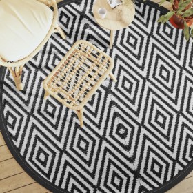 Black and white PP outdoor rug Ø200 cm by vidaXL, Outdoor protectors - Ref: Foro24-368476, Price: 39,12 €, Discount: %