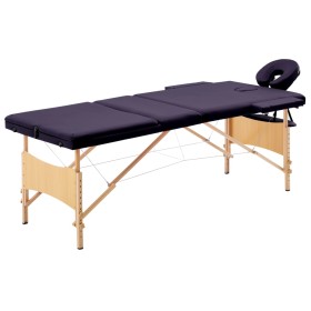 Folding massage table 3 zones purple wood by vidaXL, massage tables - Ref: Foro24-110189, Price: 137,99 €, Discount: %