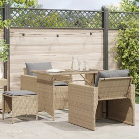 Garden sofa set with cushions 4 pieces beige synthetic rattan by vidaXL, Garden sets - Ref: Foro24-366363, Price: 245,99 €, D...