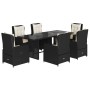 Set de comedor de jardín 7 pzas y cojines ratán sintético negro de vidaXL, Conjuntos de jardín - Ref: Foro24-3262777, Precio:...