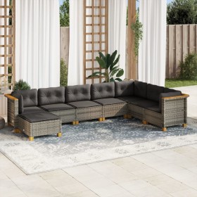 8-teiliges Gartensofa-Set und graue synthetische Rattankissen von vidaXL, Gartensets - Ref: Foro24-3261954, Preis: 614,37 €, ...