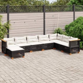 8-teiliges Gartensofa-Set und schwarze synthetische Rattankissen von vidaXL, Gartensets - Ref: Foro24-3261956, Preis: 632,83 ...