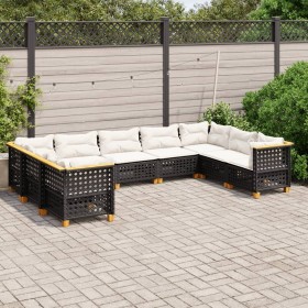 Set de sofás de jardín 8 piezas y cojines ratán sintético negro de vidaXL, Conjuntos de jardín - Ref: Foro24-3261980, Precio:...