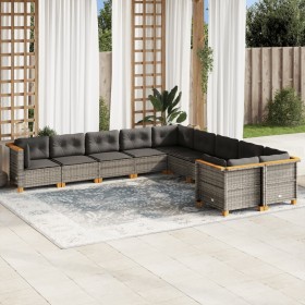 10-teiliges Gartensofa-Set mit grauen synthetischen Rattankissen von vidaXL, Gartensets - Ref: Foro24-3262044, Preis: 761,09 ...