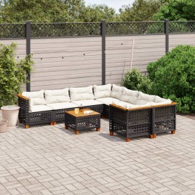 8-teiliges Gartensofa-Set und schwarze synthetische Rattankissen von vidaXL, Gartensets - Ref: Foro24-3261776, Preis: 698,59 ...