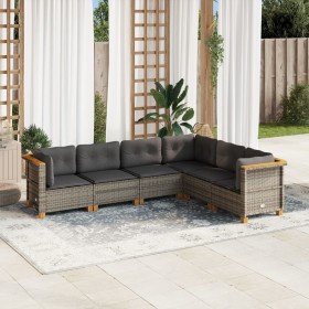 6-teiliges Gartenmöbel-Set und graue synthetische Rattankissen von vidaXL, Gartensets - Ref: Foro24-3261858, Preis: 470,69 €,...