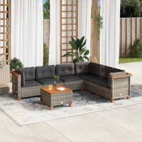 7-teiliges Gartensofa-Set mit grauen synthetischen Rattankissen von vidaXL, Gartensets - Ref: Foro24-3261864, Preis: 523,06 €...