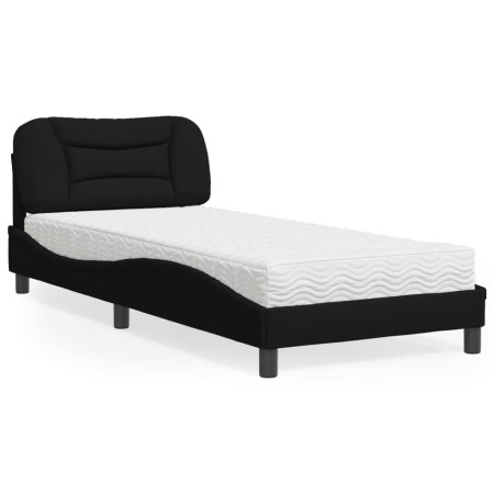 Cama con colchón tela negro 90x200 cm de vidaXL, Camas y somieres - Ref: Foro24-3208508, Precio: 277,99 €, Descuento: %