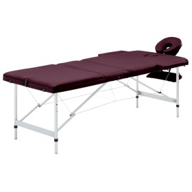 Klappbare Massageliege 3 Zonen Aluminium lila Wein von vidaXL, Massageliegen - Ref: Foro24-110199, Preis: 164,26 €, Rabatt: %