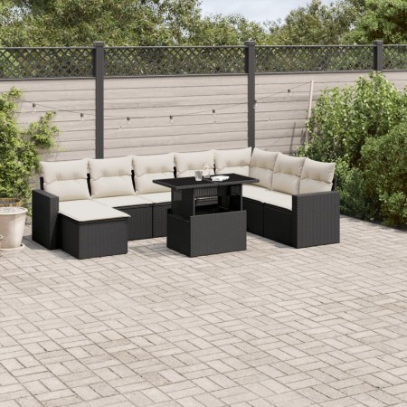 Set de sofás de jardín 8 piezas y cojines ratán sintético negro de vidaXL, Conjuntos de jardín - Ref: Foro24-3267466, Precio:...