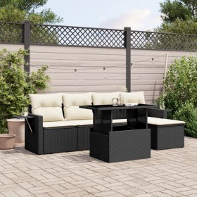 6-teilige Gartensofagarnitur und schwarze synthetische Rattankissen von vidaXL, Gartensets - Ref: Foro24-3267866, Preis: 438,...