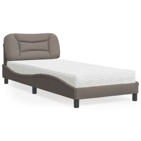 Cama con colchón tela gris taupe 90x190 cm de vidaXL, Camas y somieres - Ref: Foro24-3208503, Precio: 277,99 €, Descuento: %