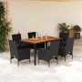 Set de comedor jardín 7 pzas con cojines ratán PE acacia negro de vidaXL, Conjuntos de jardín - Ref: Foro24-3278672, Precio: ...