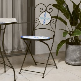 Klappbare Bistrostühle 2 Stück aus blauer und weißer Keramik von vidaXL, Gartenstühle - Ref: Foro24-4003404, Preis: 135,99 €,...