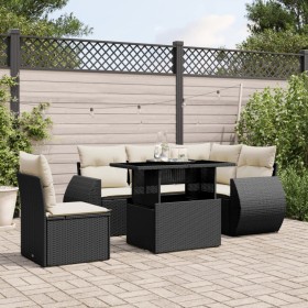 6-teilige Gartensofagarnitur und schwarze synthetische Rattankissen von vidaXL, Gartensets - Ref: Foro24-3268536, Preis: 466,...