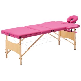 Klappbare Massageliege 3 Zonen rosa Holz von vidaXL, Massageliegen - Ref: Foro24-110188, Preis: 147,16 €, Rabatt: %