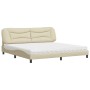 Bed with cream fabric mattress 200x200 cm by vidaXL, Beds and slatted bases - Ref: Foro24-3208560, Price: 514,99 €, Discount: %