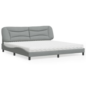 Cama con colchón tela gris claro 200x200 cm de vidaXL, Camas y somieres - Ref: Foro24-3208555, Precio: 505,99 €, Descuento: %