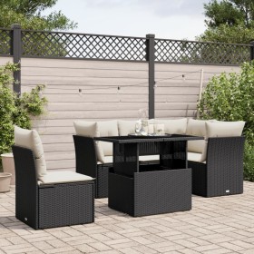 6-teilige Gartensofagarnitur und schwarze synthetische Rattankissen von vidaXL, Gartensets - Ref: Foro24-3266586, Preis: 463,...