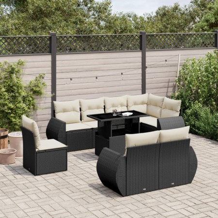 8-teiliges Gartensofa-Set und schwarze synthetische Rattankissen von vidaXL, Gartensets - Ref: Foro24-3268666, Preis: 752,72 ...