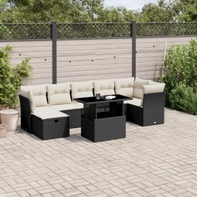 8-teiliges Gartensofa-Set und schwarze synthetische Rattankissen von vidaXL, Gartensets - Ref: Foro24-3274666, Preis: 580,51 ...