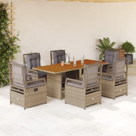 7-piece garden dining set with beige synthetic rattan cushions by vidaXL, Garden sets - Ref: Foro24-3262934, Price: 817,65 €,...