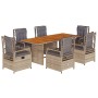 Set comedor de jardín 7 pzas con cojines ratán sintético beige de vidaXL, Conjuntos de jardín - Ref: Foro24-3262934, Precio: ...