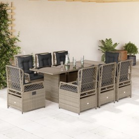 Garden dining set 9 pieces with light gray synthetic rattan cushions by vidaXL, Garden sets - Ref: Foro24-3262941, Price: 1,0...