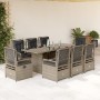 Set comedor de jardín 9 pzas cojines ratán sintético gris claro de vidaXL, Conjuntos de jardín - Ref: Foro24-3262941, Precio:...