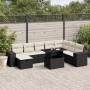 Set de sofás de jardín 8 piezas y cojines ratán sintético negro de vidaXL, Conjuntos de jardín - Ref: Foro24-3275346, Precio:...