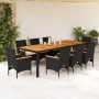 Set de comedor jardín 9 pzas con cojines ratán PE acacia negro de vidaXL, Conjuntos de jardín - Ref: Foro24-3278687, Precio: ...