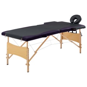 Klappbare Massageliege 2 Zonen aus schwarzem Holz von vidaXL, Massageliegen - Ref: Foro24-110207, Preis: 144,56 €, Rabatt: %