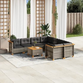 9-piece garden furniture set and gray synthetic rattan cushions by vidaXL, Garden sets - Ref: Foro24-3261774, Price: 654,22 €...