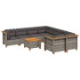 Set de muebles de jardín 9 pzas y cojines ratán sintético gris de vidaXL, Conjuntos de jardín - Ref: Foro24-3261774, Precio: ...