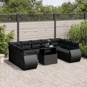 Garden sofa set 10 pieces with black synthetic rattan cushions by vidaXL, Garden sets - Ref: Foro24-3268735, Price: 710,77 €,...