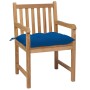 Garden chairs 4 pcs solid teak wood with blue cushions by vidaXL, Garden chairs - Ref: Foro24-3073029, Price: 520,99 €, Disco...